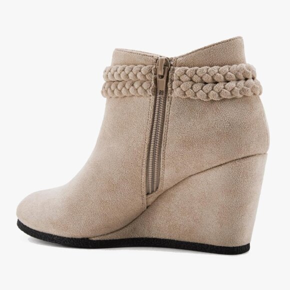 Womens Wedge Ankle Boots Braided Fringe Strap Western Heeled Fall Booties Dress - Picture 5 of 5